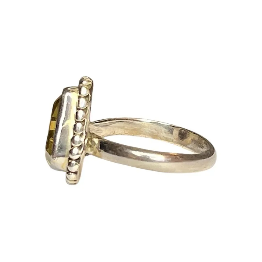 Amazing Artisan Genuine Citrine Sterling Silver Cocktail Ring Size 7.5